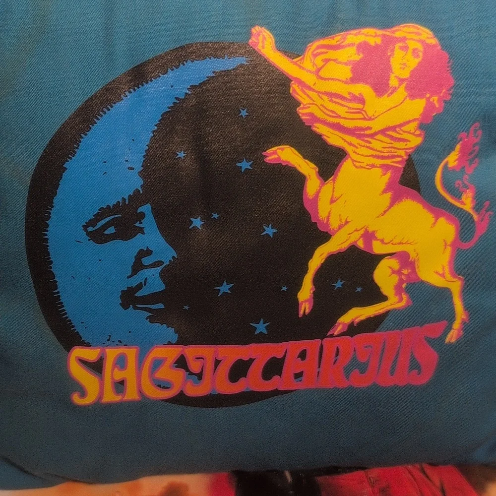 Y2K Vintage Retro Old Navy Sagittarius Blue Accent Pillow 2000's Astrology